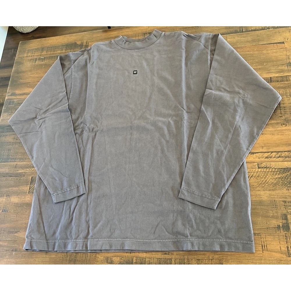 New Yeezy Gap Balenciaga Logo Long Sleeve Dark Grey M Medium Heavy Duty Jersey
